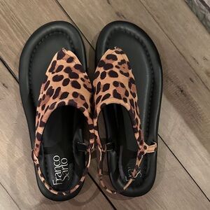 Franco Sarto Women’s Leopard Print Slingback Sandals - Brown/Black